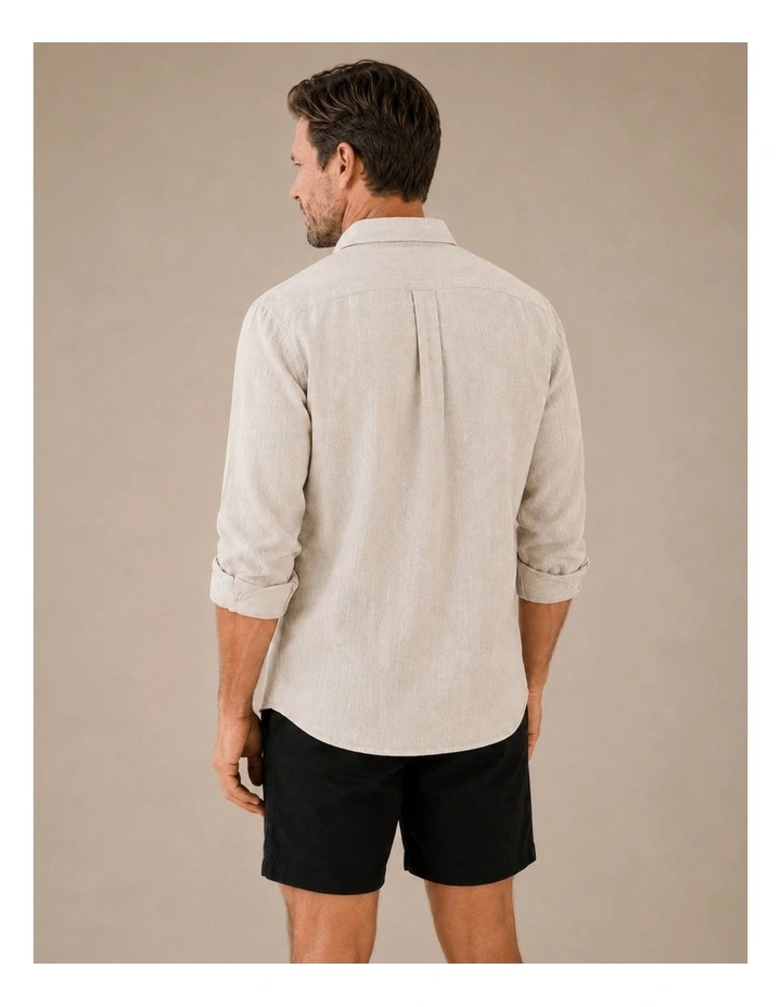 Classic Long Sleeve Linen Shirt - Natural image 2