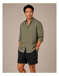 Classic Long Sleeve Linen Shirt - Olive