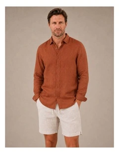Classic Long Sleeve Linen Shirt - Terracotta