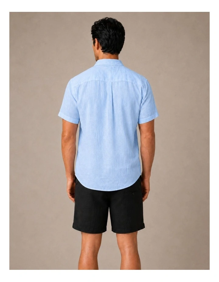 Classic Short Sleeve Linen Shirt - Ice Blue image 2