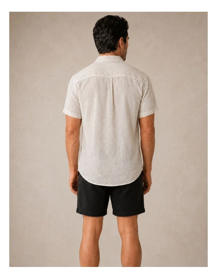 Classic Short Sleeve Linen Shirt - Natural image 2