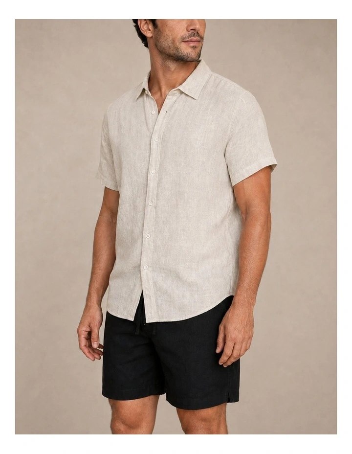 Classic Short Sleeve Linen Shirt - Natural image 3