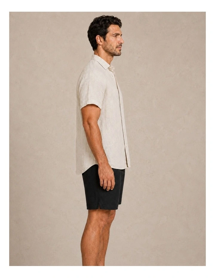 Classic Short Sleeve Linen Shirt - Natural image 4