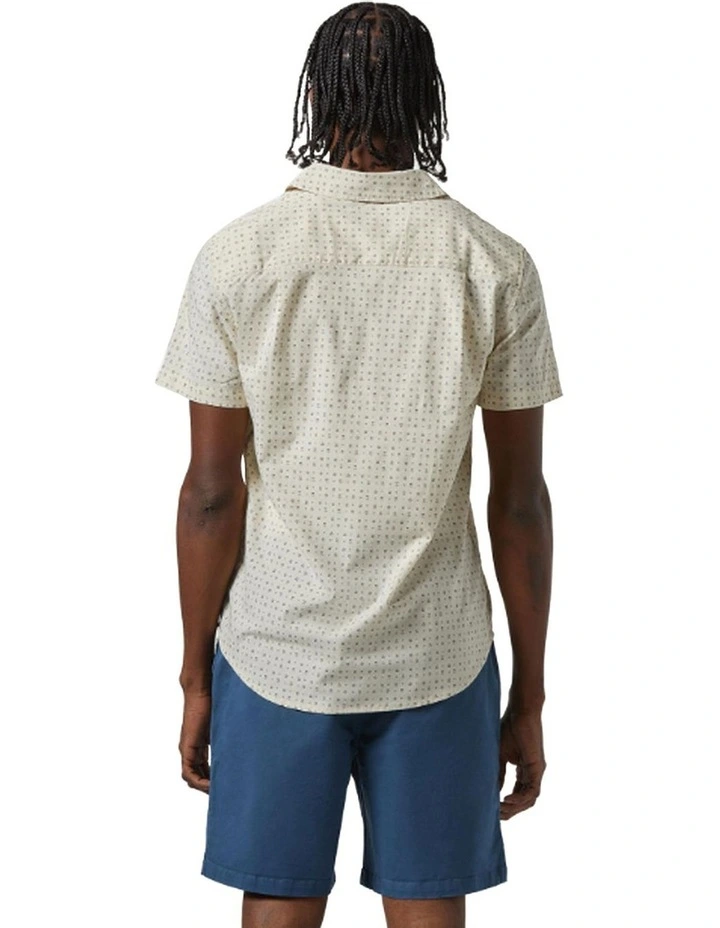 Charter Print Short Sleeve Woven Shirt in Off White/Micro Floral image 2
