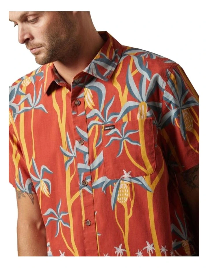 Charter Print Short Sleeve Woven Shirt in Dark Red Scenic Trip image 3