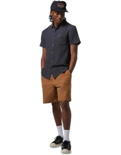 Charter Original Cotton Short Sleeve Shirt in Washed Black