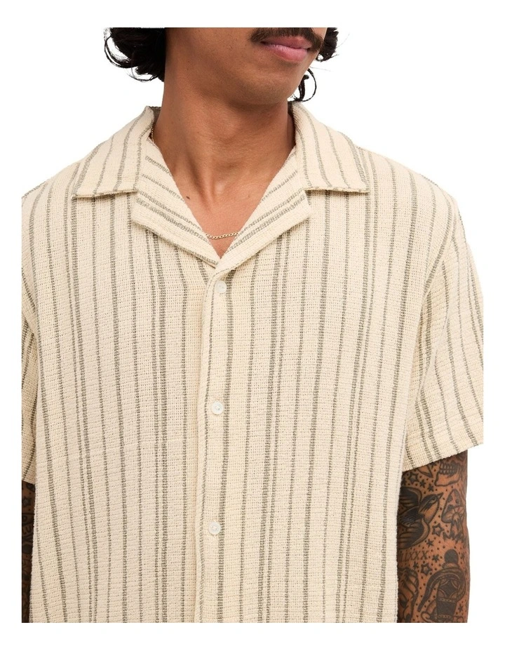 Vacancy Stripe Short Sleeve Shirt In Tan image 4