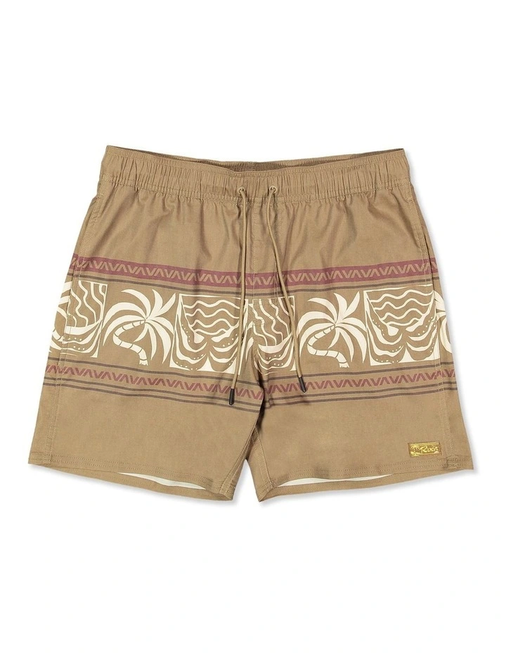 Fronds Divide Elastic 17 Boardshorts in Brown image 1