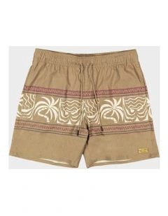 Fronds Divide Elastic 17 Boardshorts In Brown