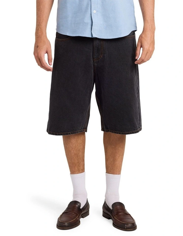 Skate Denim Shorts In Black image 1
