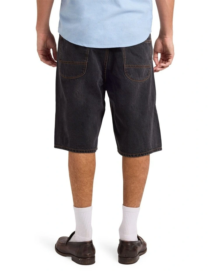 Skate Denim Shorts In Black image 2
