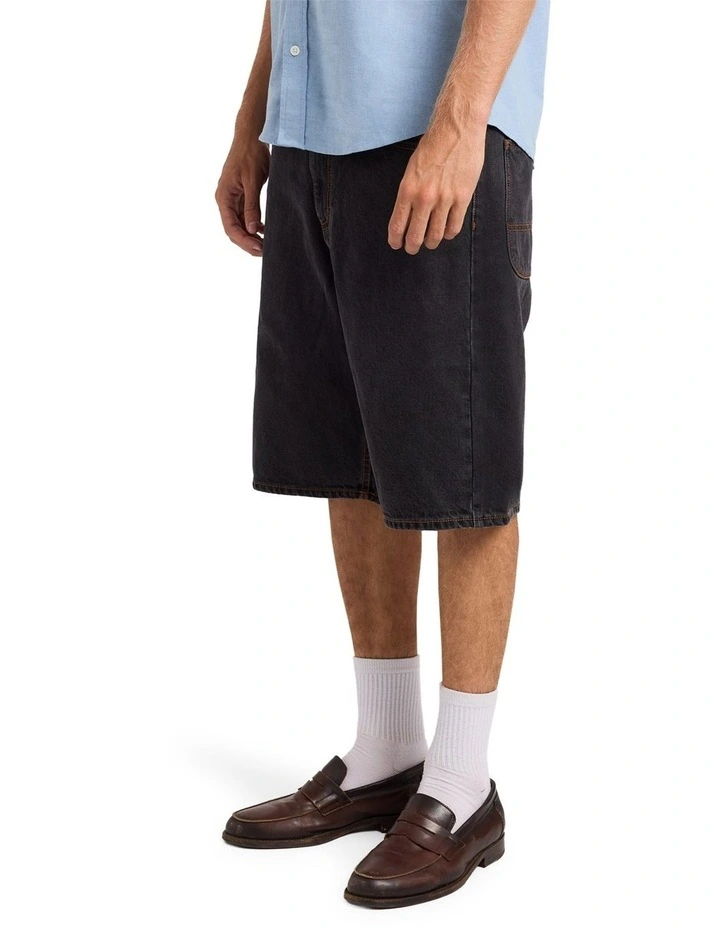 Skate Denim Shorts In Black image 3