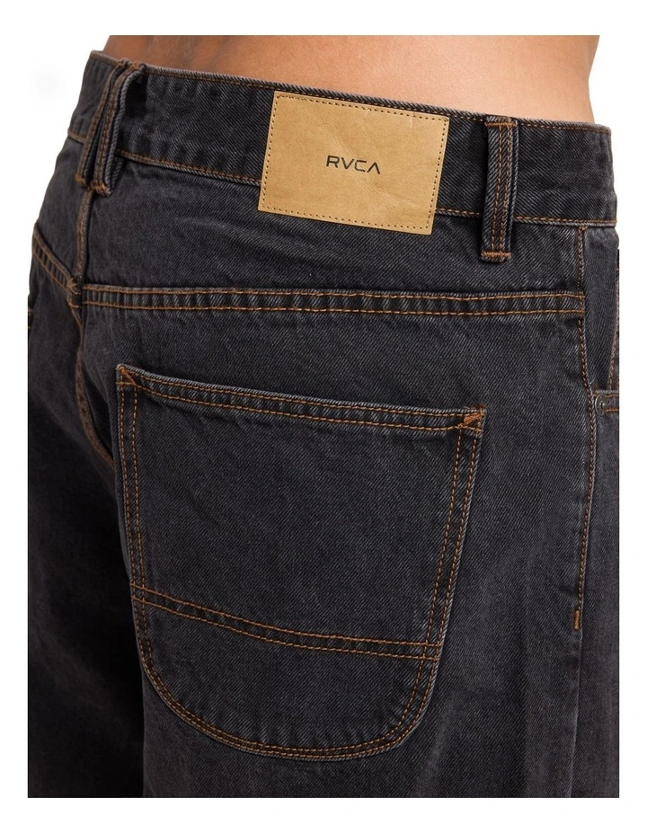 Skate Denim Shorts In Black image 4