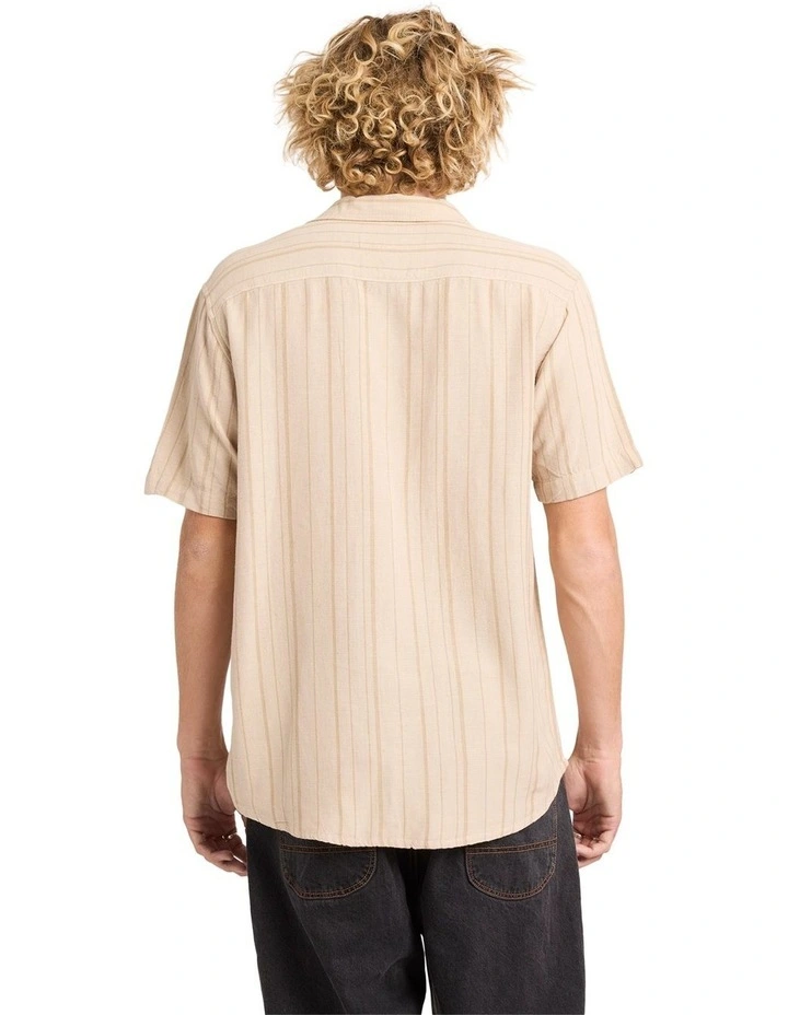Exotica Stripe Short Sleeve Shirt In Light Khaki image 2