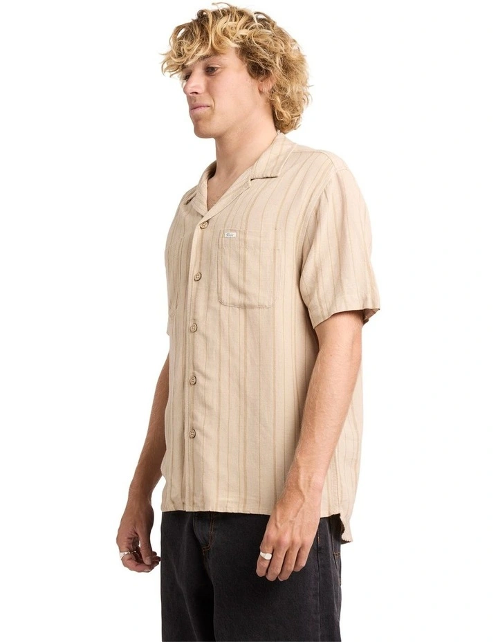 Exotica Stripe Short Sleeve Shirt In Light Khaki image 3