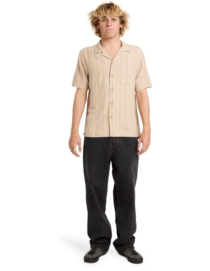 Exotica Stripe Short Sleeve Shirt In Light Khaki image 5