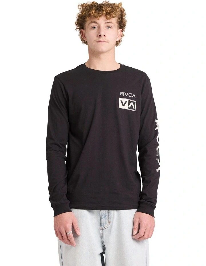 Big RVCA Glitch Long Sleeve T-Shirt In Black image 1