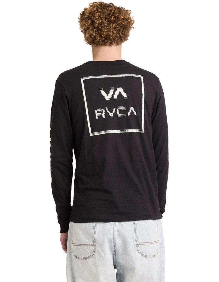 Big RVCA Glitch Long Sleeve T-Shirt In Black image 2