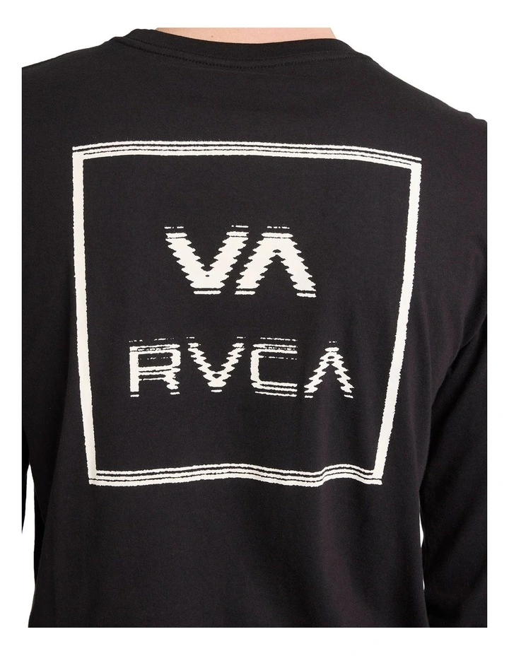 Big RVCA Glitch Long Sleeve T-Shirt In Black image 4