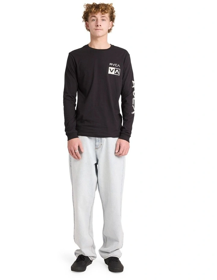 Big RVCA Glitch Long Sleeve T-Shirt In Black image 5