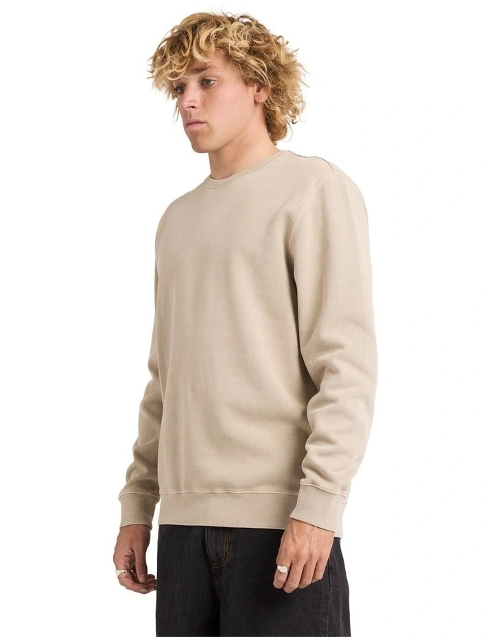Little Crew Neck Sweat Top in Light Khaki image 3