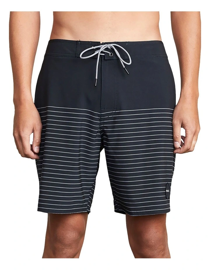 Steady Stripe Trunk 18 Boardshorts in Black image 1