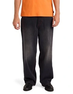 Stitch Baggy Denim Pants in Black