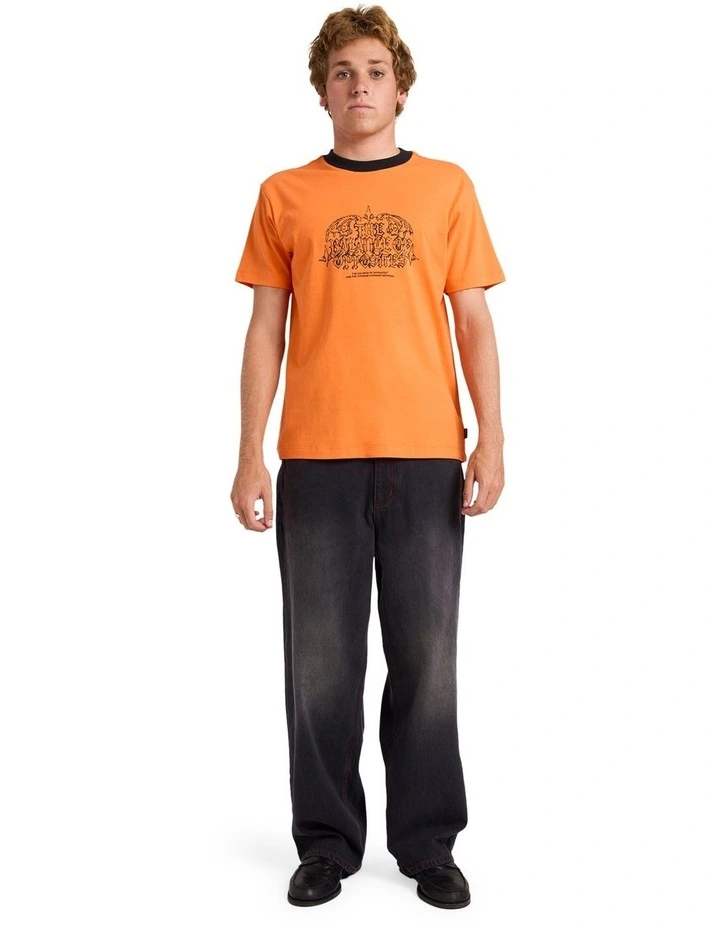 Stitch Baggy Denim Pants in Black image 5
