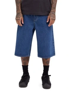 Dayshift Baggy 23.5 Denim Shorts In Blue Collar
