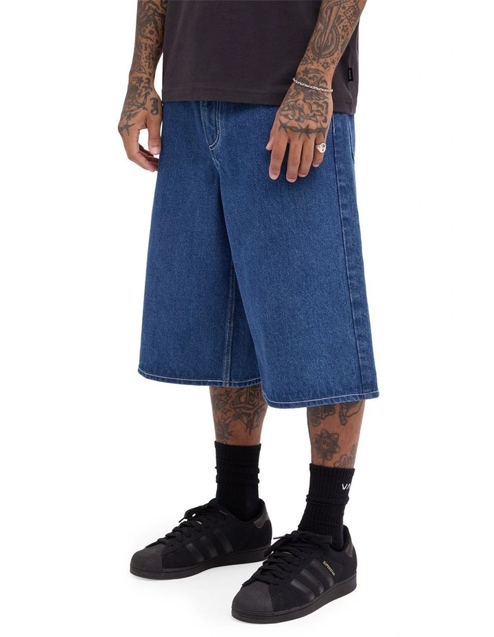 Dayshift Baggy 23.5 Denim Shorts In Blue Collar image 3