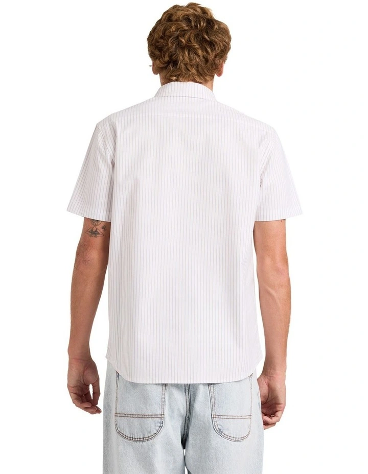 Pinstripe Short Sleeve Shirt in White image 2