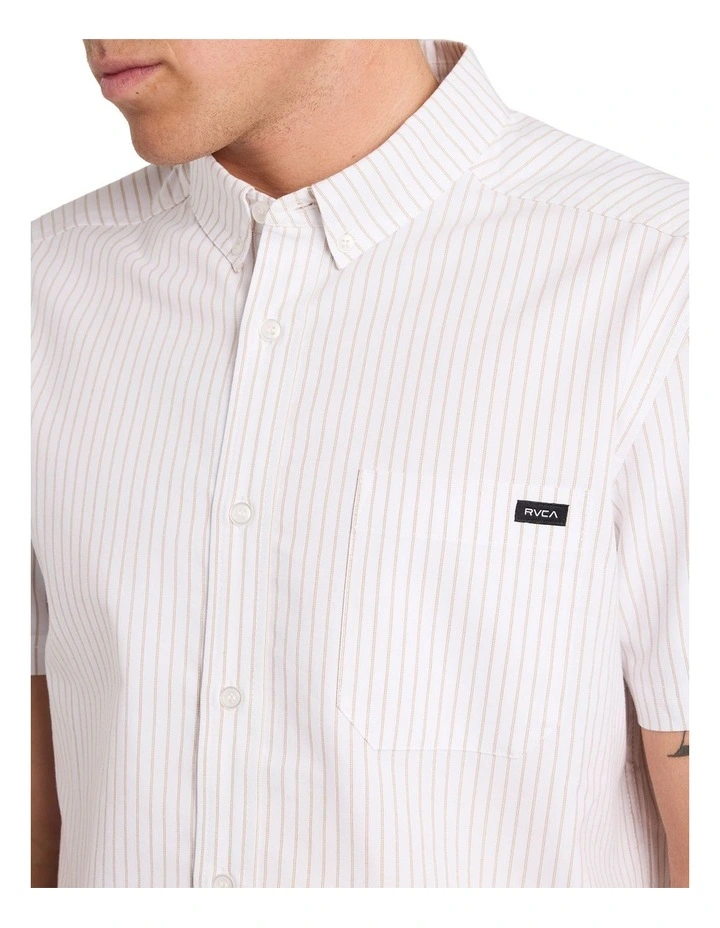 Pinstripe Short Sleeve Shirt in White image 4