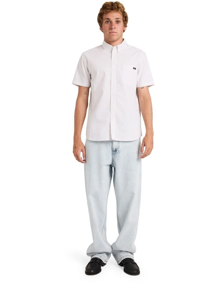 Pinstripe Short Sleeve Shirt in White image 5
