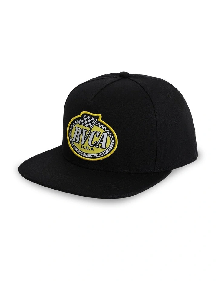 Speed Check Snapback Cap in Black image 1