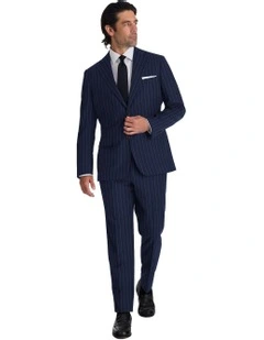 The Testa Wool Pinstripe Suit Jacket in Navy