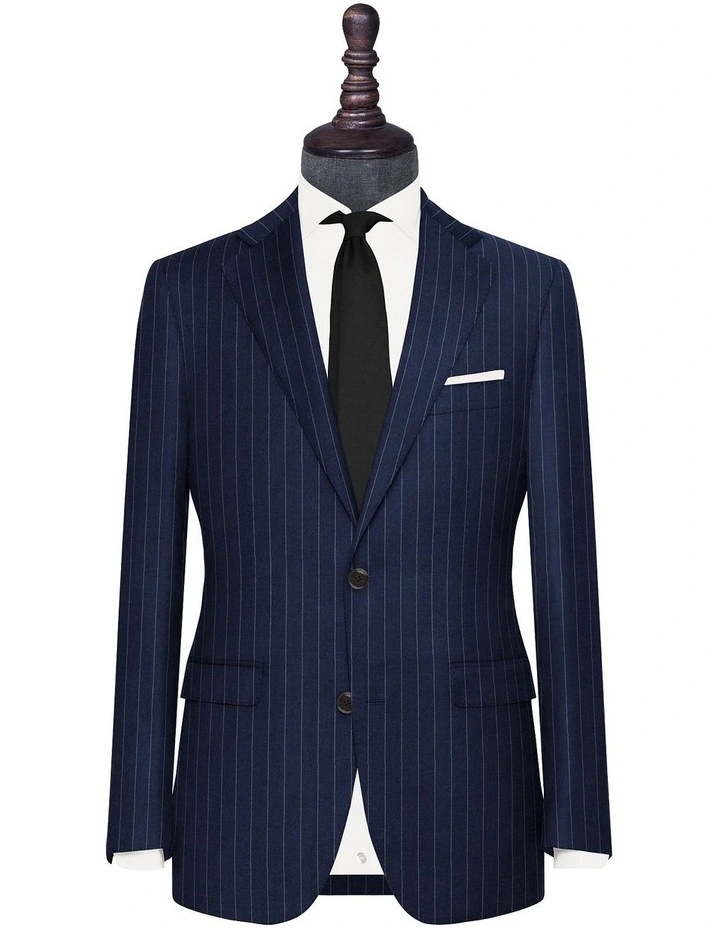 The Testa Wool Pinstripe Suit Jacket in Navy image 3
