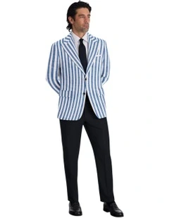 The Pagani Stripe Linen Blazer in Blue