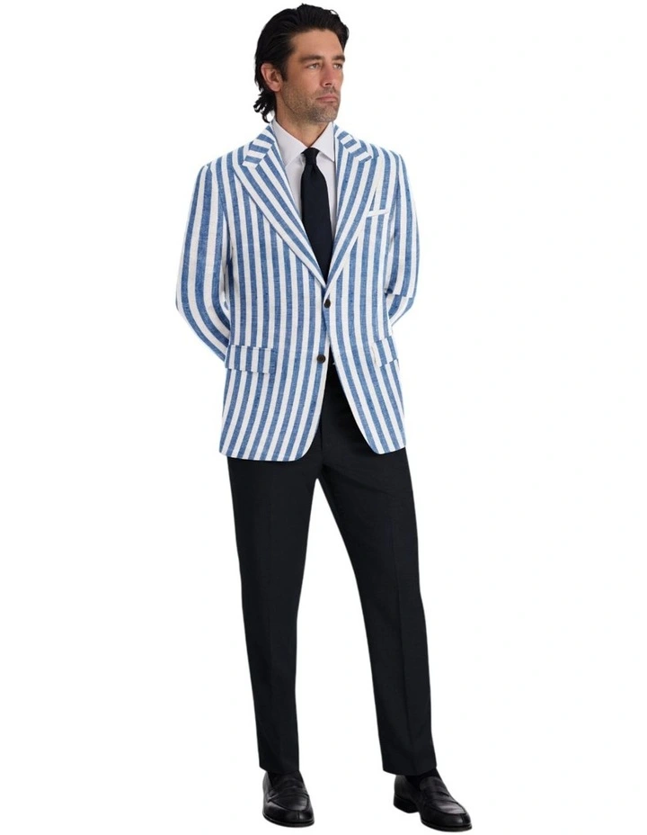 The Pagani Stripe Linen Blazer in Blue image 1