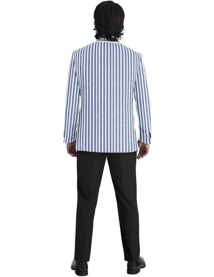 The Pagani Stripe Linen Blazer in Blue image 2