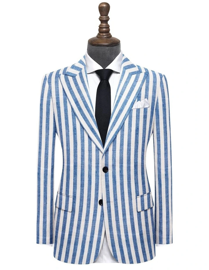 The Pagani Stripe Linen Blazer in Blue image 3