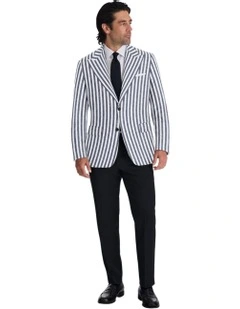 The Steen Stripe Linen Blazer in Grey