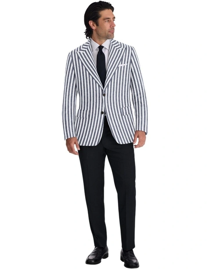 The Steen Stripe Linen Blazer in Grey image 1