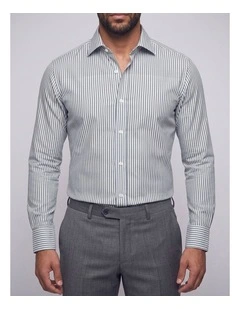 Luca Non Iron Stripe Shirt in Grey