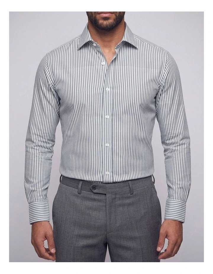 Luca Non Iron Stripe Shirt in Grey image 1