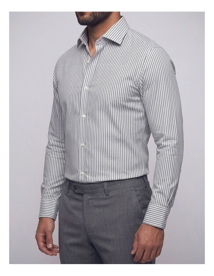 Luca Non Iron Stripe Shirt in Grey image 2