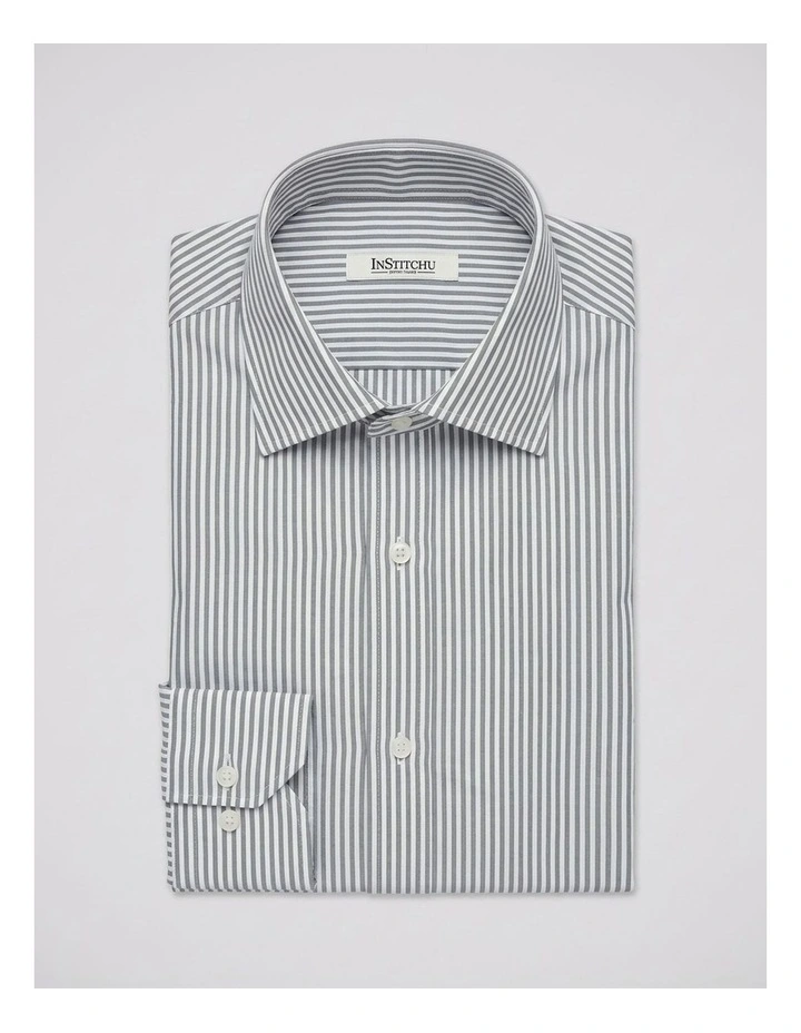 Luca Non Iron Stripe Shirt in Grey image 3