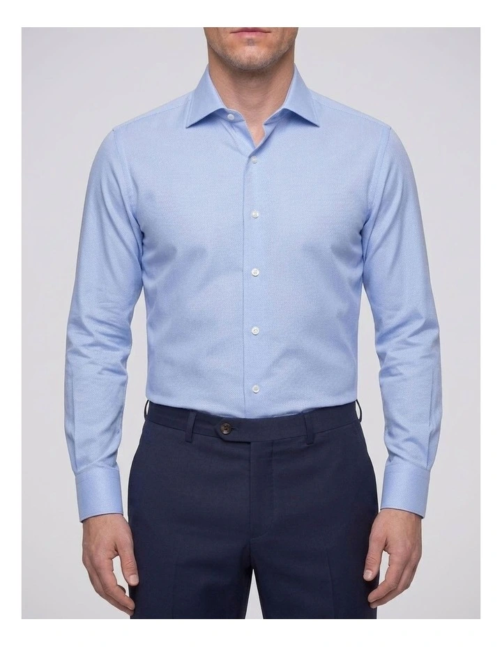 Aristotle Blue Textured Cotton Shirt image 1