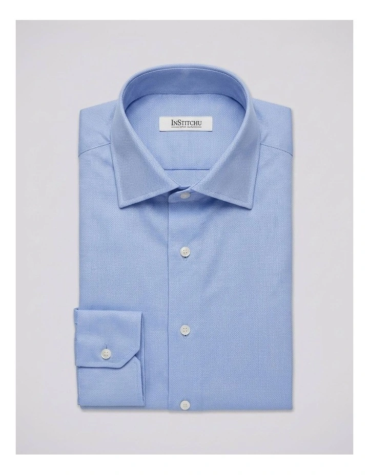 Aristotle Blue Textured Cotton Shirt image 3