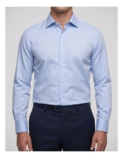 Asan Blue Herringbone Cotton Shirt