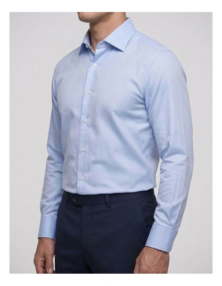 Asan Blue Herringbone Cotton Shirt image 2